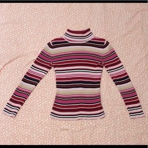 80s pink stripped turtleneck
